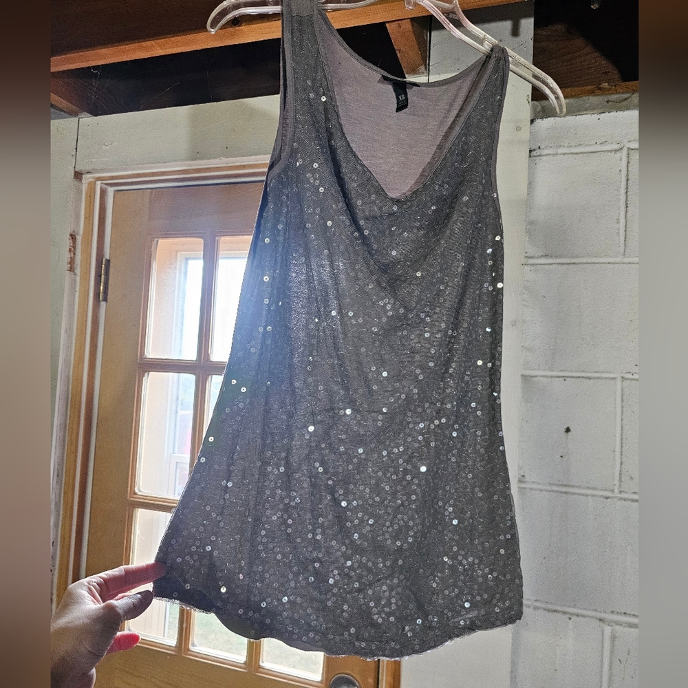 Mossimo Supply Co. Gray Sequin Top